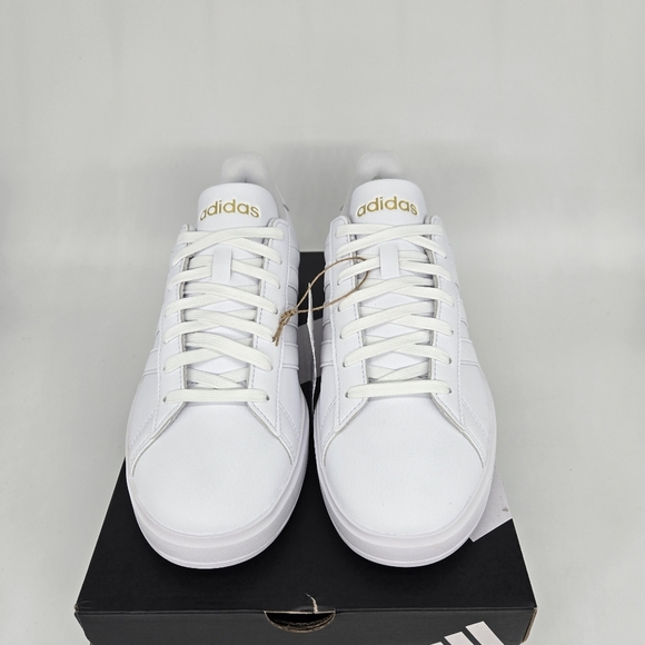 New adidas Grand Court 2.0 Cloud White Gold Metallic Women's Shoes Size 10 - Picture 2 of 8